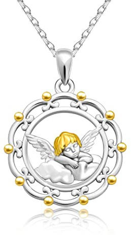 Femmes Ange Chaîne 925 Argent Sterling Ange Gardien Baptême Collier Fille Bijoux Femmes Boîte Cadeau