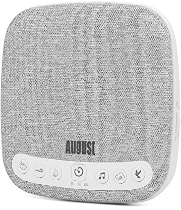 August SE160 Machine à Bruit Blanc - 14 Sons Naturels Relaxants Apaisants Bruit Chuchoteur Aide Sommeil pour Dormir Bébé Adulte – Volume Réglable Minuterie Portable Batterie 60H USB-C - Blanc