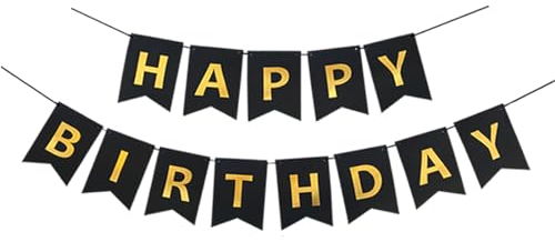 Tadipri Striscione Buon Compleanno Nero - Decorazioni di Compleanno con Scritta Happy Birthday