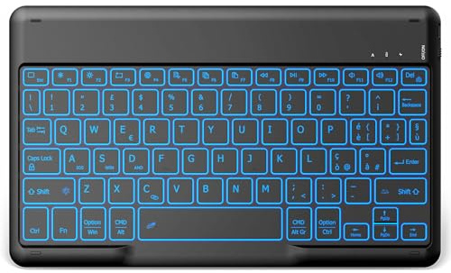 EasyAcc Tastiera Bluetooth Wireless con Windows/Android/iOS, Tastiera Portatile con Tablet Layout Italia, Tastiera Tablet, Retroilluminata