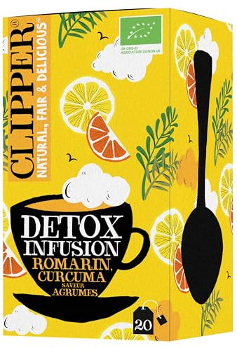 CLIPPER - Infusion Bio - Detox Agrumes - Romarin, Curcuma agrumes 20 Sachets d'Infusion - 1 paquet