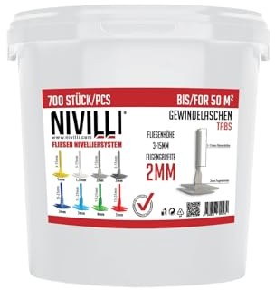 Nivilli SPINNY BIG PACK 700x Lengüetas roscadas Spinny Tabs. Sistema de nivelación para azulejos, baldosas, losas y piedras naturales. 2mm de ancho de junta - grosor del material 3-15mm