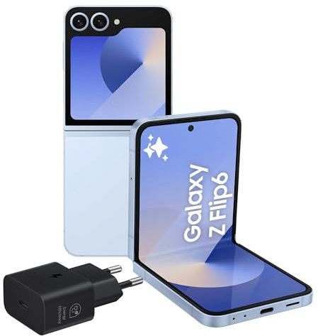 Samsung Galaxy Z Flip6 Smartphone AI pieghevole, Caricatore Incluso, RAM 12GB, 256GB, Dual SIM, Display 3,4 Super AMOLED/6,7 Dynamic AMOLED 2X, Fotocamera 50 MP, Blue [Versione italiana]
