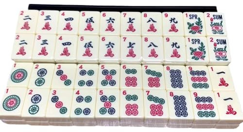 Mahjong Game Set, Amerikaner Mahjong Set 166 Kacheln Mahjong Set Melamine Mahjong Game Set mit Tasche leicht zu tragen gravierte Fliesen Mahjong perfekt für soziale Versammlungen, Mahjong -Fliesen Se