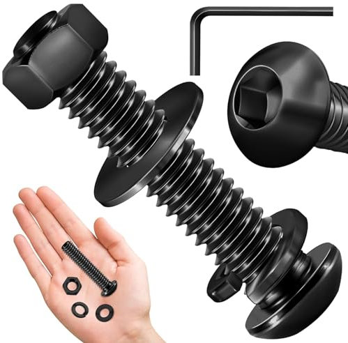 Dayalo 10 Stück Schrauben mit Innensechskant, Rundkopfschrauben, M6 Linsenkopfschrauben, Halbrundkopfschraube Muttern und Unterlegscheiben Sortiment Kit, Gewindeschrauben M6x25mm, Schwarzes Oxid