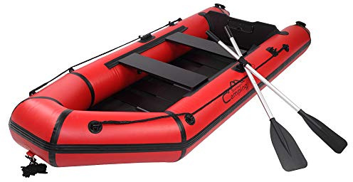 Inflatable Boat, Inflatable Kayak Assault for Adults, 10ft 2-Person PVC Raft Inflatable Dinghy for Camping, Survival, Fishing, Boating & Hunting on Lakes & Rivers, Supports up to 330kg (Red Black)