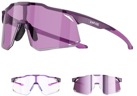 KAPVOE Occhiali Ciclismo Fotocromatici Uomo Occhiali da Sole Sportivi Donna TR90 Occhiali Bici da Corsa Trasparenti Occhiali MTB Anti-UV400 Occhiali da Ciclista Bicicletta Mountain Bike Running K347