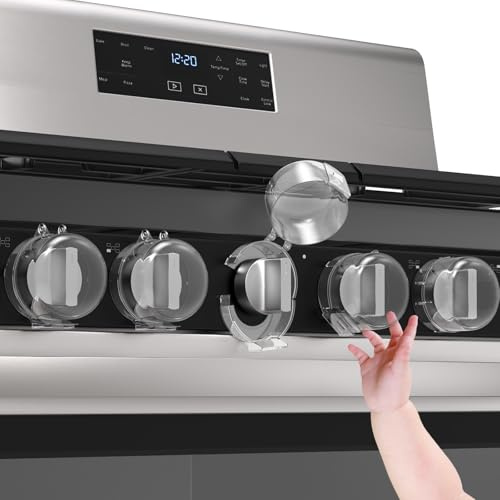 Stove Knob Safety Covers Child Proof Oven Gas Stove Knob Covers for Child Safety, Heat-Resistant, Clear View, Water Oil Resistant, Easy Installation, Oven Proofing for Baby Toddler Pet, 5 Pack
