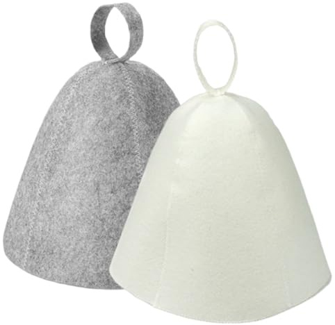 OUDQFCJ 2 Pezzi Cappello da Sauna in Feltro, Ideale per Uomo e Donna, Accessorio Sauna di Alta Qualità, Perfetto per Amanti della Sauna e Benessere (bianco grigio)
