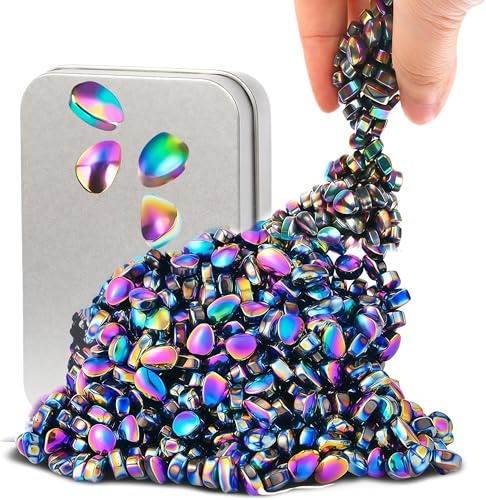 Kezidhp 550+pcs Aimants en Colorées – Jeu Magnétique Antistress pour Adultes et Adolescents, Jouet Fidget Relaxant en Hématite avec Boîte Métallique, Jeu de Dextérité et Cadeau ASMR