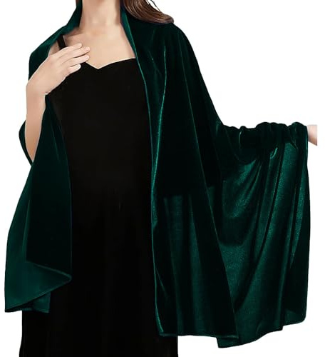 Generisch Bufanda de terciopelo para mujer, para bodas, damas de honor, ropa de abrigo, fiesta de noche, vestido de baile, accesorios, bufandas, verde, talla única