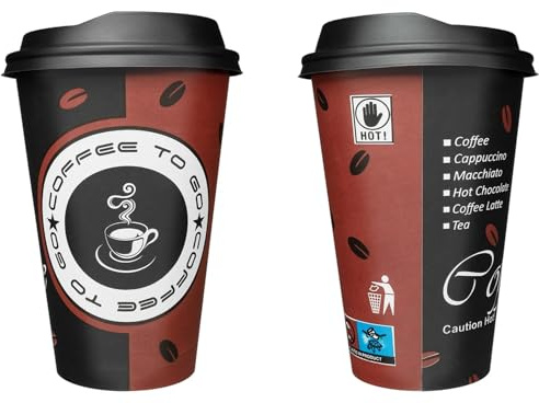 Made in DE, Kaffeebecher to go 300 ml, 200 Stück, Pappbecher mit Deckel