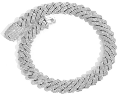 Accessori Extra Shiny Miami Link Catena per Uomini, Larghezza 20 mm Grande Catena Hip Hop, Collana da Uomo ghiacciata Spessa Solida, Scatola da 16-24 Pollici Inclusa