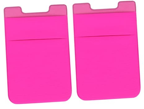 minkissy Portafoglio Adesivo Doppio Strato per Cellulare Rosa, Custodia Posteriore Elastica Tasca, Supporto Portacarte Resistente e Pratico per Smartphone, Set da 2 Pezzi Adatto per Uso