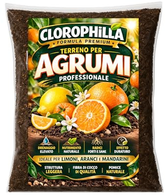 Terriccio per Agrumi Professionale – Substrato Premium con Pomice, Fibra di Cocco e Humus di Lombrico – Terreno Drenante per Limoni, Aranci e Piante in Vaso – Clorophilla (2 Litri)