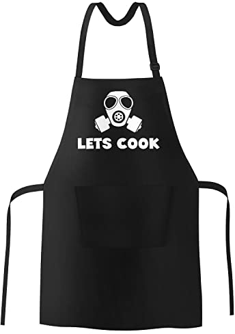 MoonWorks Grill-Schürze für Männer mit Spruch Grillen Lets Cook Gasmaske Küchen-Schürze schwarz unisize