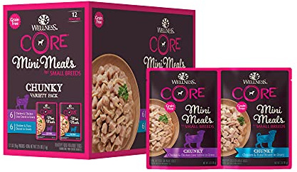 Wellness CORE Small Breed Mini Meals Chunky Variety Pack Adult Wet Dog Food, Grain Free, Natural, 3 oz, Pack of 12