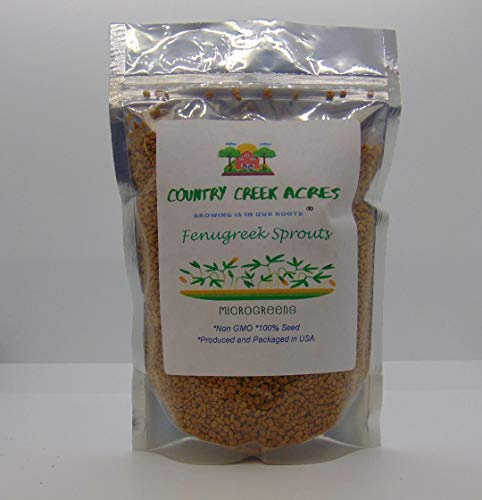Fenugreek Sprouting Seed, Non GMO - 4 oz - Country Creek Acres Brand - Fenugreek for Sprouts, Garden Planting, Cooking, Soup, Emergency Food Storage, Vegetable Gardening, Juicing, Cover Crop
