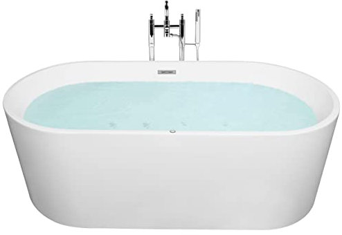 Bañera de hidromasaje independiente de acrílico sanitario blanco individual 170 x 80 cm ovalada diseño moderno Havana