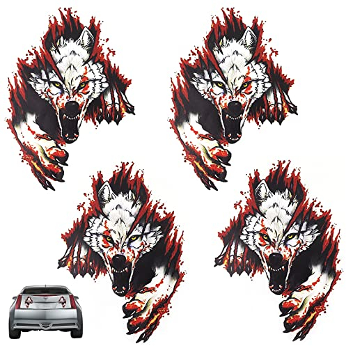 BITEFU 3D Aufkleber Auto Wolf Head Autoaufkleber Wasserdicht PVC 18 × 25cm 3D Aufkleber Realistic für Auto, Motorrad, Küche, Tür, Bad (Links/Recht)