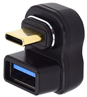 NFHK Magnetischer 10 Gbit/s Typ C Stecker auf USB 3.0 Buchse OTG Datenadapter gegenüberliegend U-Form Rückseite abgewinkelt für Laptop Telefon
