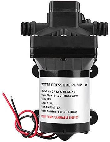 Ejoyous Pompe à eau haute pression DC 12 V Pompe à eau auto-amorçante pour camping-car Noir