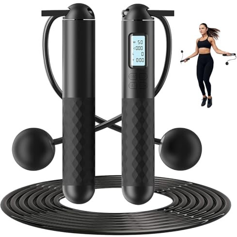 TOGETDREAM Springseil, Springseil mit Zähler Einstellbares Springseil mit Kugellager und rutschfesten Griffen Schnurloses Springseil für Workout/Fitness/Boxen für Männer/Frauen/Kinde Küchenwerkzeug