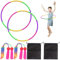 Dhqkqg Hoop Reifen für Kinder Mit Springseil,Hula Hoop Reifen Kinder,8 Teiliges Abnehmbar und Einstellbar Hullahub Reifen für Geburtstag Kind Mädchen ab 3 4 5 6 7 8 9 Jahre