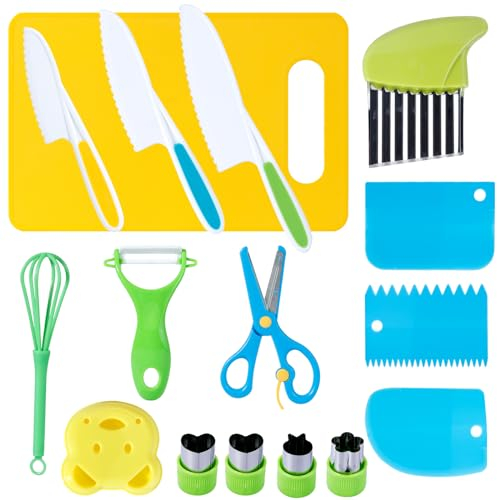 AIVORO Coltello Bambini, Coltelli Per Bambini,Coltello Bambini Montessori, Adatto Tagliare e Cucinare Frutta o Verdura