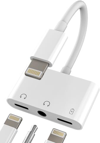 Adaptateur Lightning Jack Casque Aux Câble 3,5 mm Audio Charge Accessoires pour Apple iPhone 14 iPad Chargeur à écouteurs Câble et Adaptateur Double Headphone Répartiteur Auto Dongle IP-L+3,5