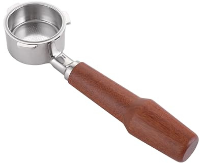 Kafvalubre 51mm Bottomless Portafilter Compatible with Delonghi Linea Classic EM450M CASABREWS Espresso Machine CM5418 3700Essential 3700Gense 3700Pro Espresso Portafilter Stainless Steel Handle Wood