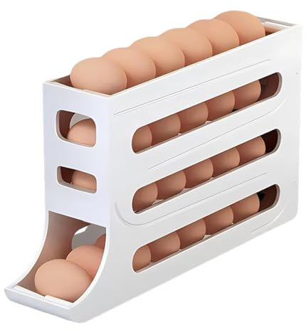 IKOPFLN 1 PCS Distributeur D'œufs à Roulement Automatique à 4 Niveaux, Range oeuf, Peu Encombrant, Pour L'organisation Du Réfrigérateur Et Du Comptoir, Organisateur De Porte-œufs En Plastique Durable