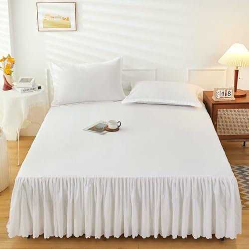 Ayoiow Spannbetttücher 200x180cm, Spannbettlaken Bambusfaser Einfarbige Farbe Spannbettlaken Weiß