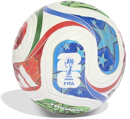 Adidas Unisex Adult Soccer Ball White/Solar Blue/Red/Light Green, Size 5