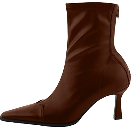 Genérico Botas de Mujer de Vestir Botines Mujer Comodos Zapatos de Mujer de otoño e Invierno, Botines de Aguja con Punta en, Calcetines Finos de Tubo de Tela Botas Forradas Mujer Botas (Brown, 38)