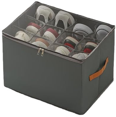 Organizador de zapatos, organizador de zapatos de 43 x 32 x 30 cm, organizador de zapatos para armario, caja de almacenamiento divisores ajustables, caja organizadora plegable con cubierta