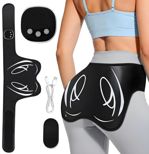Electrostimulateur Musculaire Massage des hanches, Ceinture Abdominale Electrostimulation, 8 Modes et 19 Intensités EMS Electrostimulateur Glutei, Renforcer Les Abdomen/Bras/Jambes/Fesses
