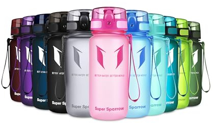 Super Sparrow Sports Water Bottle - 350ml - Non-Toxic BPA Free & Eco-Friendly Tritan Co-Polyester Plastic - For Running, Gym, Yoga, Outdoors and Camping