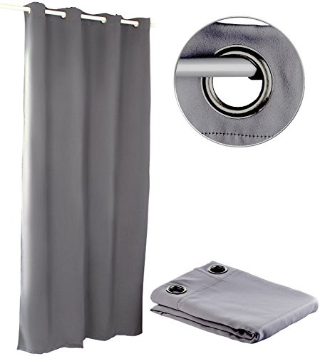 Carlo Milano Thermovorhang: Verdunkelungs-Vorhang mit weiten 4-cm-Ösen, 145 x 245 cm, grau (Gardinen, Thermovorhang mit Ösen, Verdunkelung)