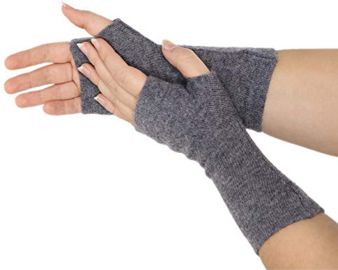 Prettystern reine Kaschmir Cashmere Pulswärmer Hand-Stulpen handgelenk-wärmer Damen Fingerlose wrist warmers Handschuhe Dunkel-Grau