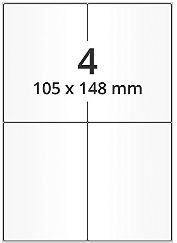 Labelident Laser Etiketten - 105 x 148 mm DIN A6-2.000 Etiketten auf 500 DIN A4 Bögen I Adressaufkleber für DHL, DPD, Fedex, GLS, Hermes, UPS - Für Laserdrucker & Inkjet I Papier matt