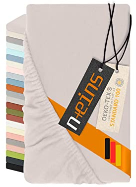 Spannbettlaken Made in Germany - Feinbiber aus 100% Baumwolle 1037.1342, 90-100 x 200 cm, Hellgrau