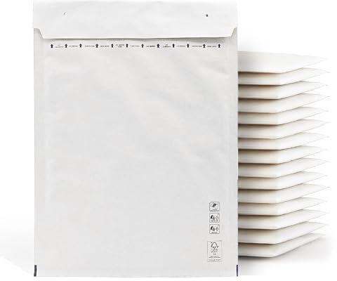 Gepolsterte Briefumschläge, gepolsterte Versandumschläge, weiße Luftpolsterumschläge, Versandtaschen in verschiedenen Größen, elastische Versandumschläge, m-office (100 x 165 mm, 10 Stück)