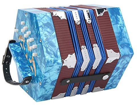 Alomejor Acordeón Concertina Portátil Profesional de Madera Maciza para Adultos Hermoso Diseño Instrumento Musical Fácil de Usar (cielo azul)