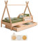 smartwood Tipi D Kinderbett 80x190 mit Lattenrost und Rausfallschutz - Montessori Hausbett mit Schublade für Jungen und Mädchen - Holzbett mit Rausfallschutz und Lattenrost - 190x80 - Naturholz
