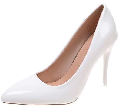 luoluoluo Women's Stiletto High Heel Court Shoes UK Sale, Ladies Pointed Toe Pumps Slip On Party Wedding Bridal Shoes Classic Smart Office Work Shoe Evening Party Court Shoes Heeled Dress Sandals
