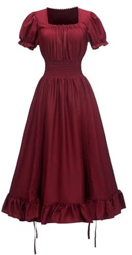 Halloween Costumes Victorian Dress Women Gothic Vintage Midi Regency Dresses High Waist Corset Ball Dress Lolita Ruffle Layered Tea Medieval Gown Dresses High-Low Hem Cocktail Party Evening Gowns