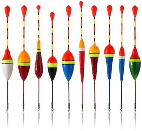 Giantree 10 Stück Schwimmer Angeln, Angelposen Set Posen Angeln Angelposen Bobbers Angeln Forellen Posen Angelstopfen Angelzubehör und Schwimmerset für Unterschiedlich Fischarten