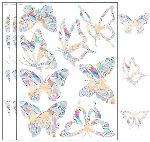 XYTAHDM 24 Pezzi Adesivi Anti Collisione Vetri,Decalcomanie di Uccelli per Finestre,Arcobaleno Adesivi per Finestre per Uccelli Strike,per Proteggere gli Uccelli dal Vetro