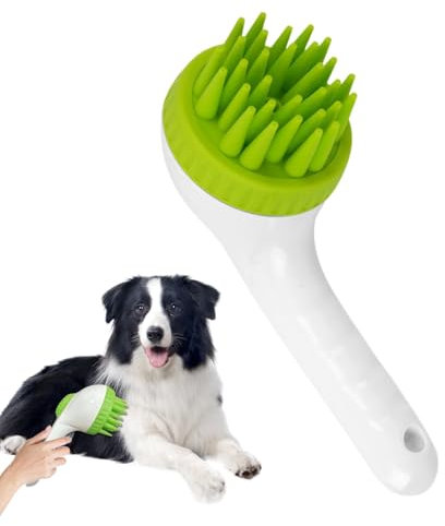 Walopola Hunde-Shampoo, Peeling-Massagegerät für Welpen, Kopfhaut-Peeling, Massagegerät mit langem Griff, Shampoo-Bürste und Schrubber für Hunde und Katzen, Fellpflege, beruhigend